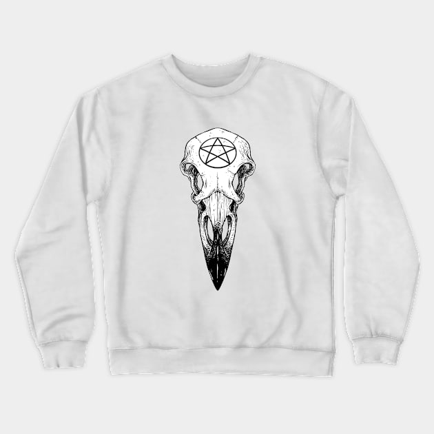 Raven skull. Pentagram Crewneck Sweatshirt by OccultOmaStore